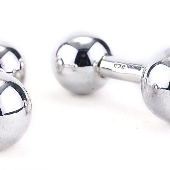 Tiffany & Co. 925 Tiffany Barbell Bead Ball Cufflinks in Sterling Silver